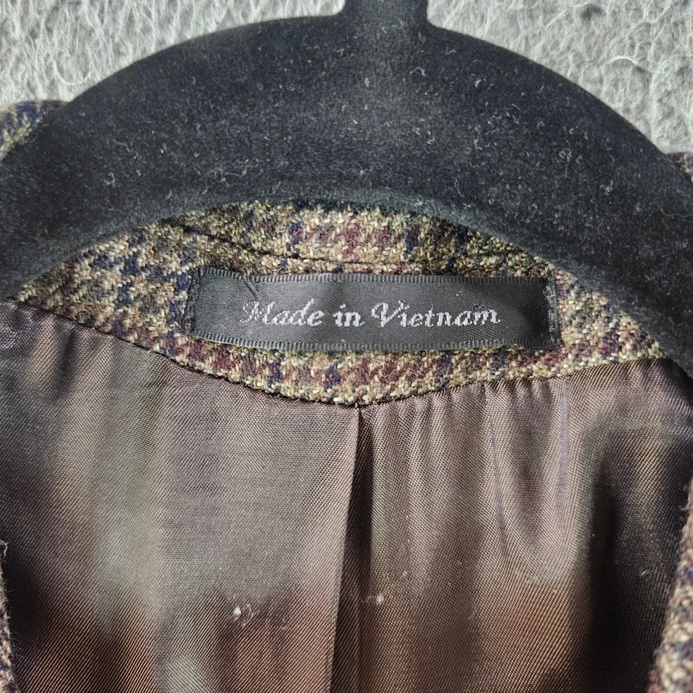 Lauren Ralph Lauren Mens 44L Wool Houndstooth‎ Sport Coat Blazer Brown